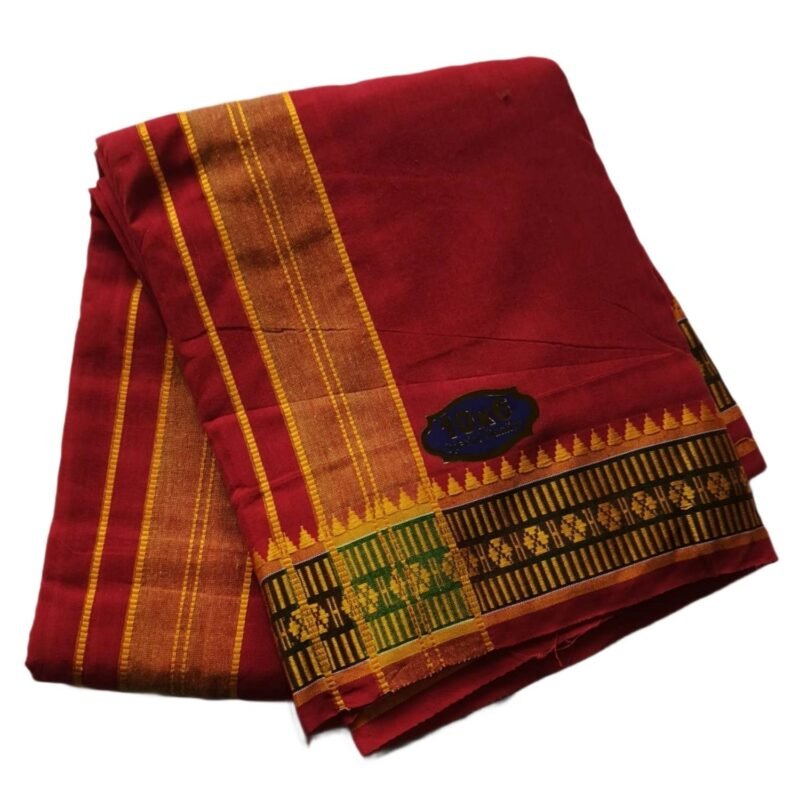 Dark Red Cotton Dhoti 10x6 Size Unfolded
