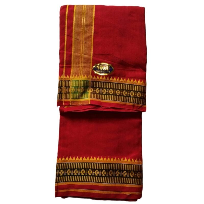 Dark Red Cotton Dhoti 10x6 Size Unfolded1