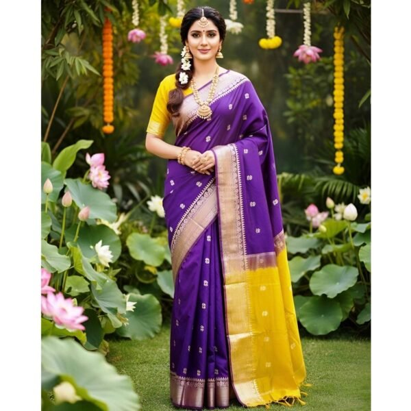 Violet Silk Saree For Women Lifestyle