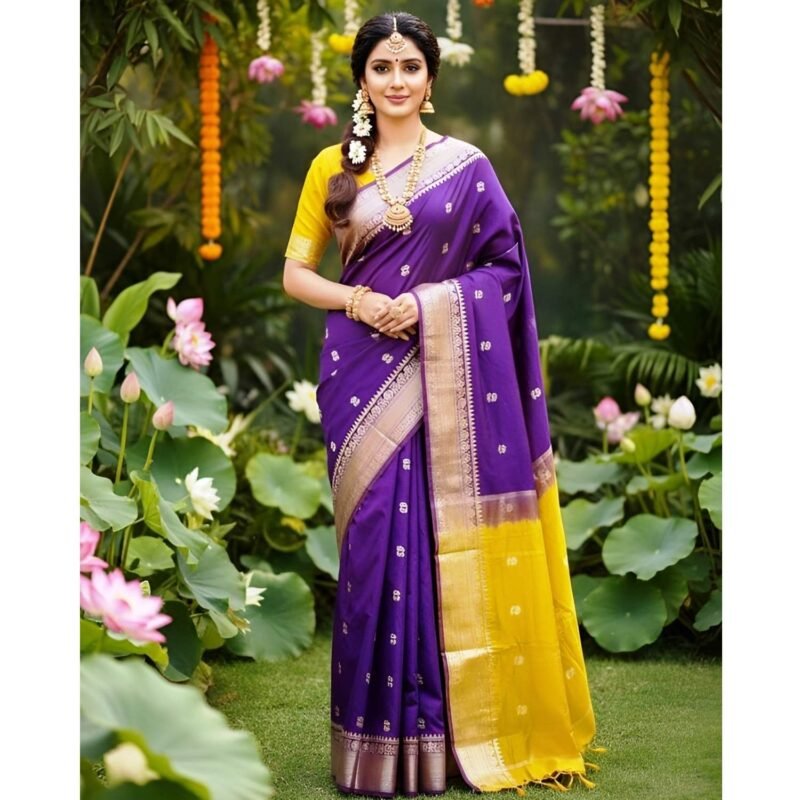 Violet Silk Saree For Women Lifestyle