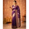 Purple Silk Saree with bandhani design Lifestyle