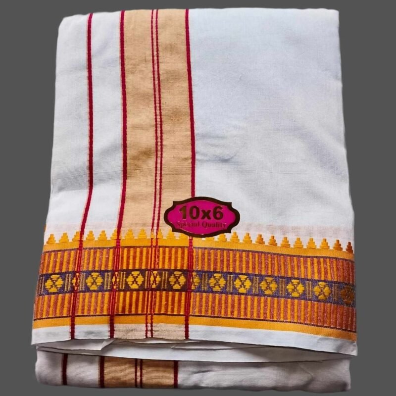 White Cotton Dhoti 10x6 Size Folded