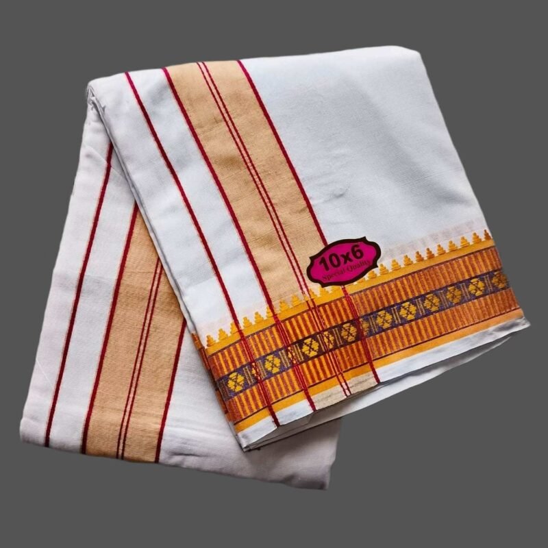 White Cotton Dhoti 10x6 Size Unfolded1