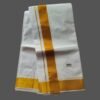 White Cotton Dhoti 4 Meters with Big Gold Border Unfolded1