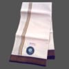 Men's White Cotton Dhoti 4 Meters with Blue big border Unfolded