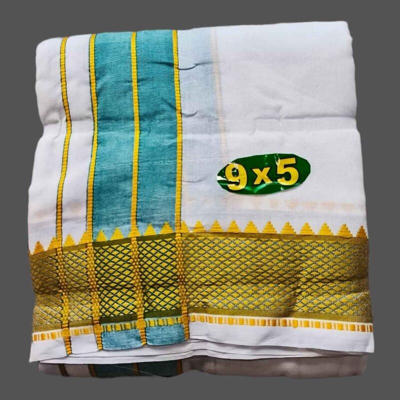Elegant White Cotton Dhoti 9x5 Size Folded