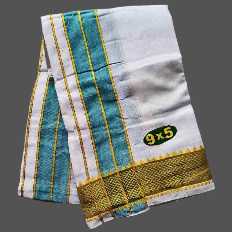 Elegant White Cotton Dhoti 9x5 Size Unfolded1