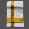 White Cotton Dhoti 9x5 size With Big Gold Zari Border Unfolded