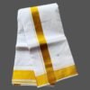 White Cotton Dhoti 9x5 size With Big Gold Zari Border Unfolded1