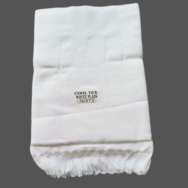 White Cotton Long Bath Towel 36x72 Folded