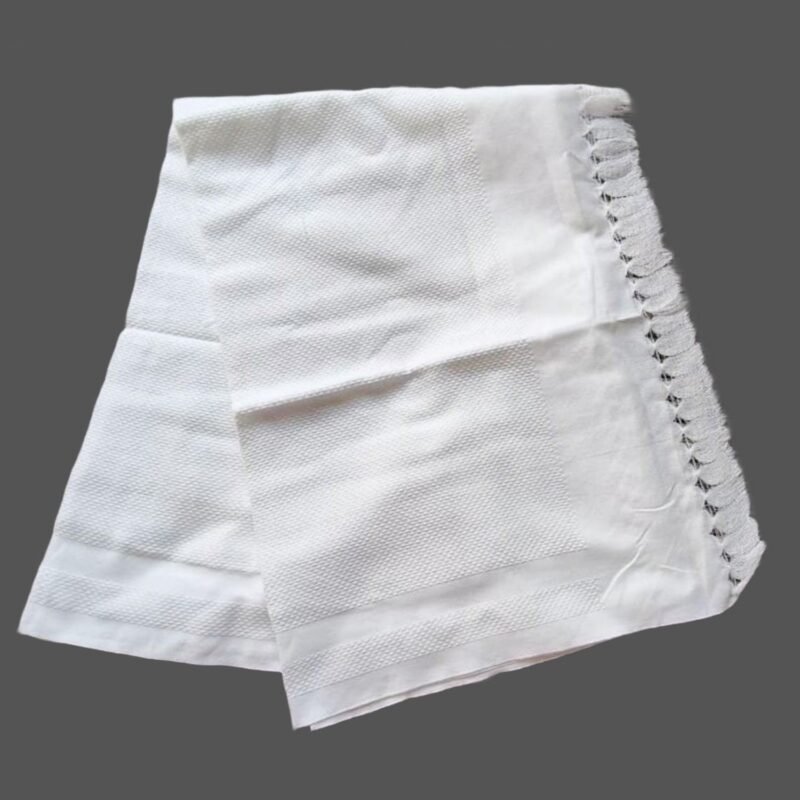 White Cotton Long Bath Towel 36x72 Unfolded