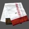 White Cotton Lungi 2 Meters with Green & Maroon Big borders Unfolded1
