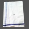 White Cotton Lungi 2 Meters with Small Blue Border Folded