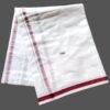 White Cotton Lungi 2 Meters with Maroon border Unfolded1
