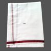 White Cotton Lungi 2 Meters with Small Maroon border folded