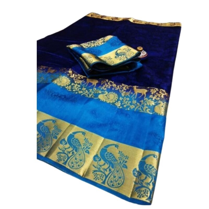 Art Silk Saree With Blouse For Women Unfolded