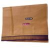 Beige Cotton Dhoti 4 Meters With Small Blue Border Unstitched Folded