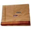 Beige Cotton Dhoti 4 Meters With Small Maroon Border Unstitched Folded