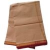 Beige Cotton Dhoti 4 Meters With Small Maroon Border Unstitched Unfolded1