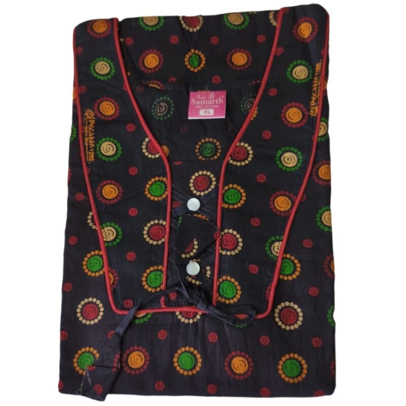 Black Cotton Nighty Folded