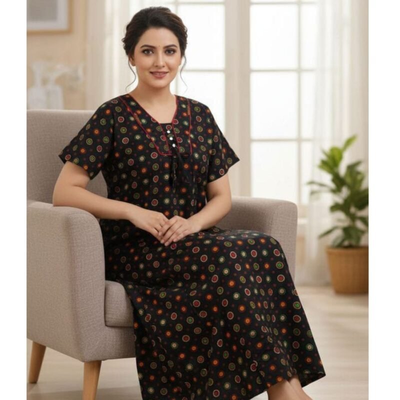 Jaipuri Cotton Nighty For Women & Girls Model 1 Lifestyle