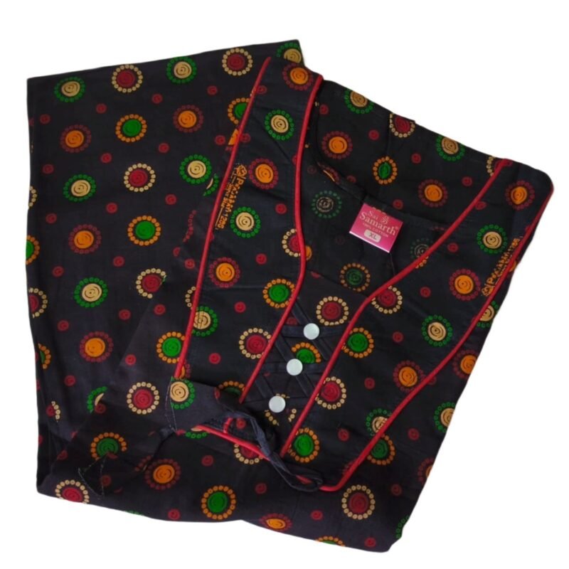 Black Cotton Nighty Unfolded