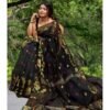 Black Cotton Silk Saree With Blouse For Women Model 2 Lifestyle