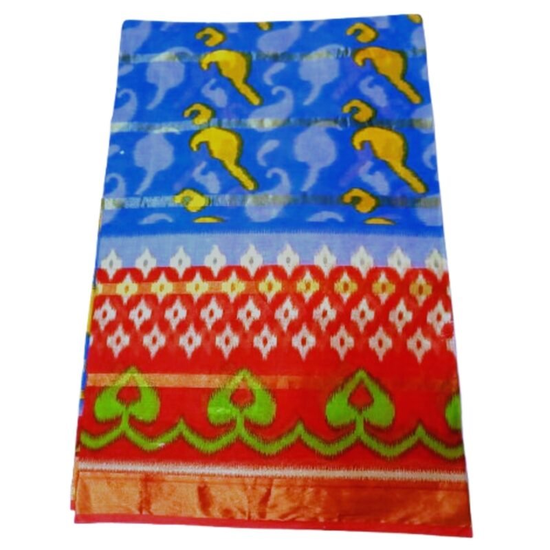 Blue Cotton Saree Folded