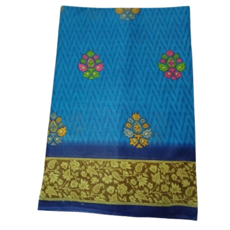 Blue Cotton Saree Folded