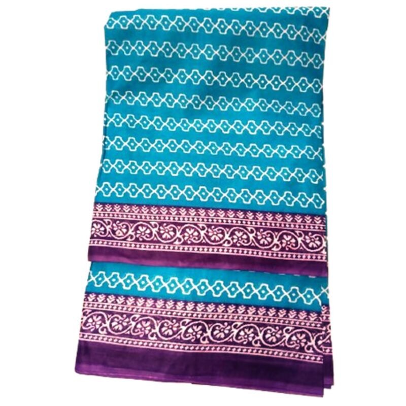 Blue Cotton Saree Unfolded