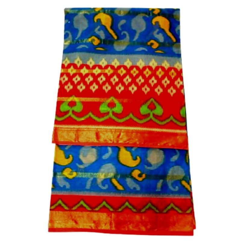 Blue Cotton Saree Unfolded1
