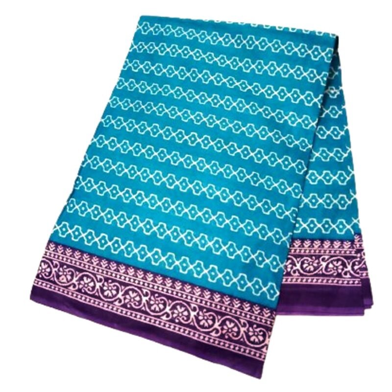 Blue Cotton Saree Unfolded1