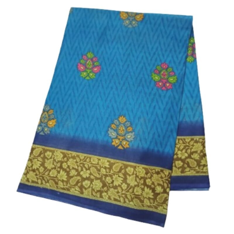 Blue Cotton Saree Unfolded1