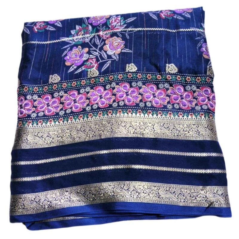 Blue Silk Saree For Women Folded