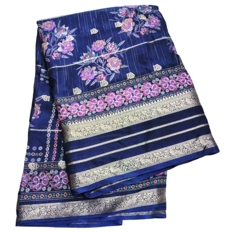 Blue Silk Saree For Women Unfolded