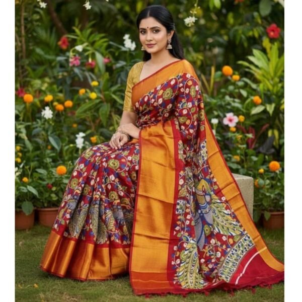 Brasso Chiffon Silk Saree With Blouse For Women Model 3 Lifestyle