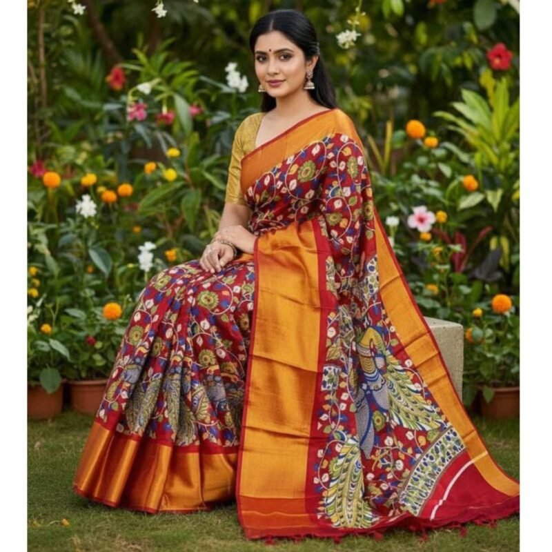Brasso Chiffon Silk Saree With Blouse For Women Model 3 Lifestyle