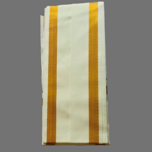 Cream Gold Cotton Silk Gamcha Angavastram Folded