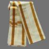 Cream Gold Cotton Silk Gamcha Angavastram Unfolded