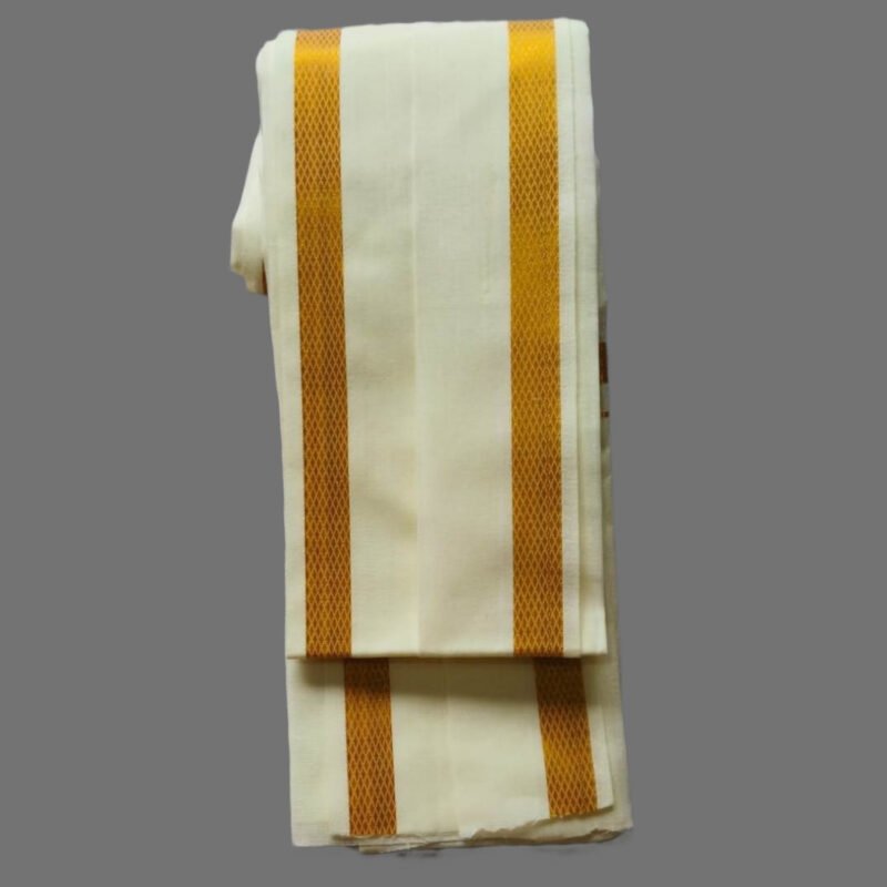 Cream Gold Cotton Silk Gamcha Angavastram Unfolded1