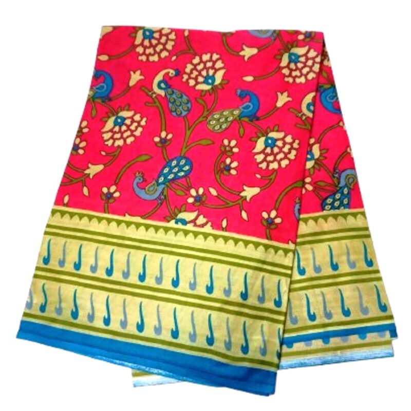 Rani Pink Cotton Saree Unfolded1