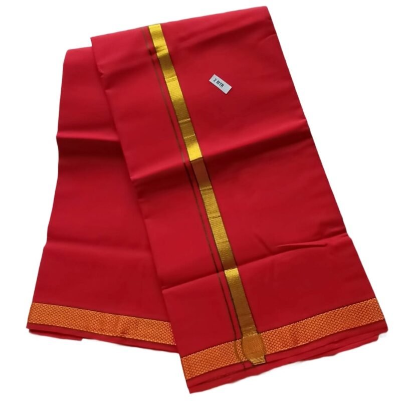 Dark Red Cotton Lungi 2 Meters Unstitched Unfolded1