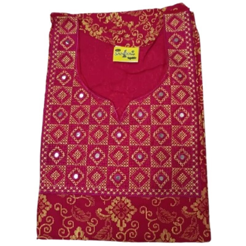 Embroidered Cotton Nighty For Women Folded