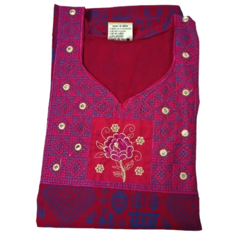 Embroidered Cotton Nighty For Women Folded