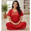 Embroidered Cotton Nighty For Women Model 3 Lifestyle