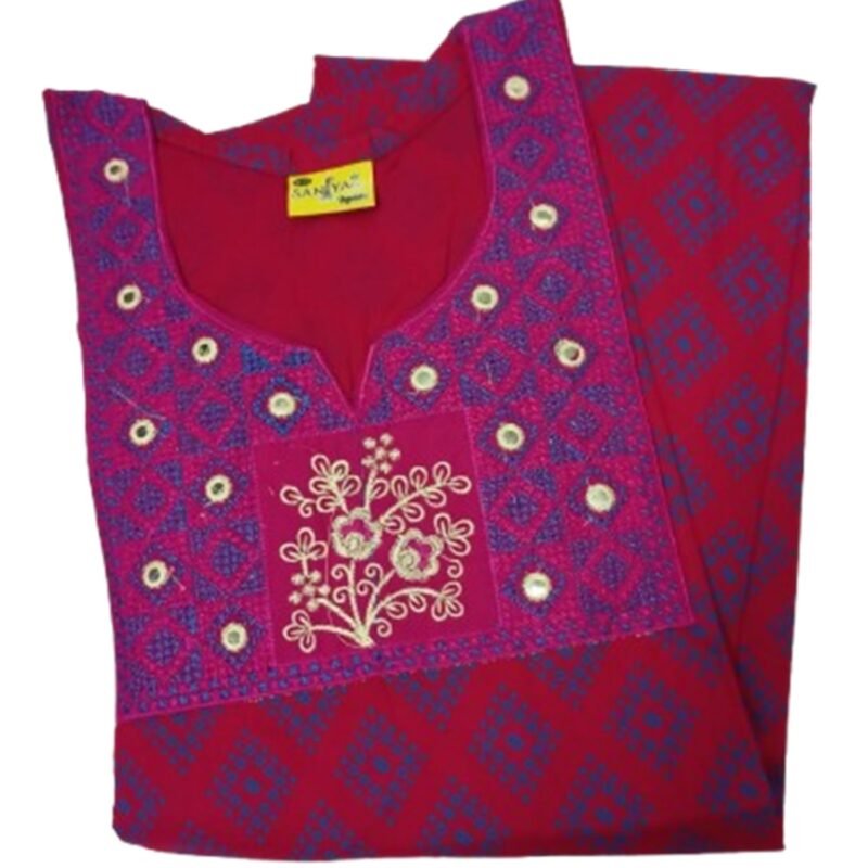 Embroidered Cotton Nighty For Women Unfolded