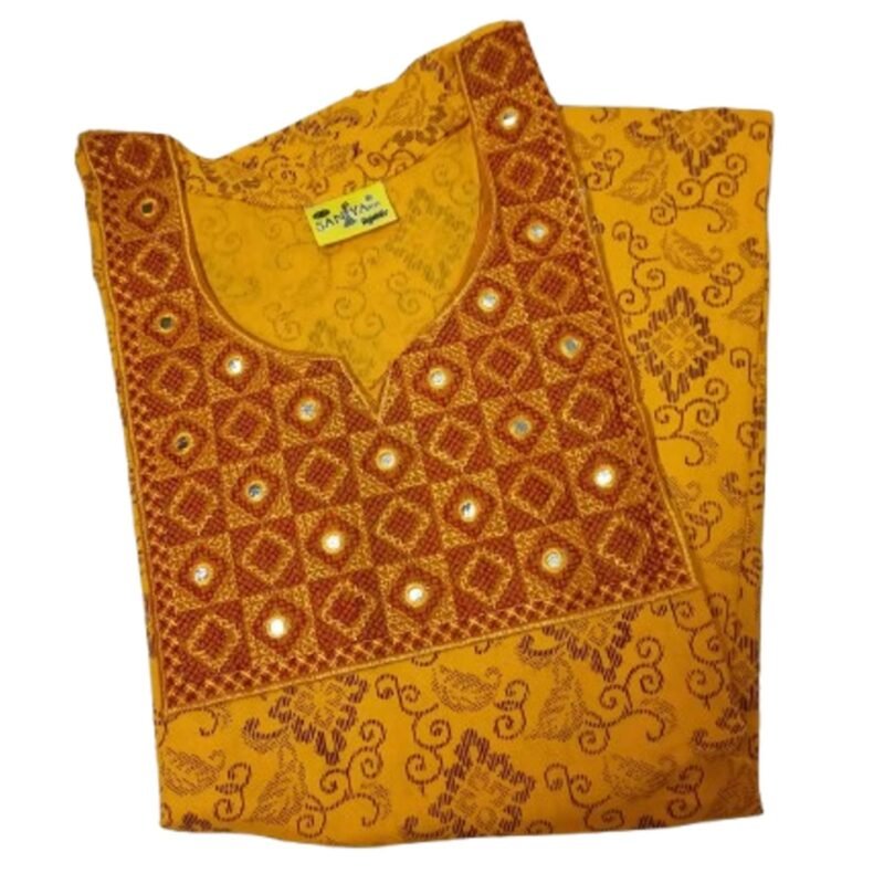 Embroidered Cotton Nighty For Women Unfolded