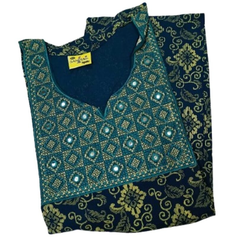 Embroidered Cotton Nighty For Women Unfolded