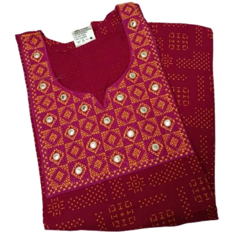 Embroidered Cotton Nighty For Women Unfolded