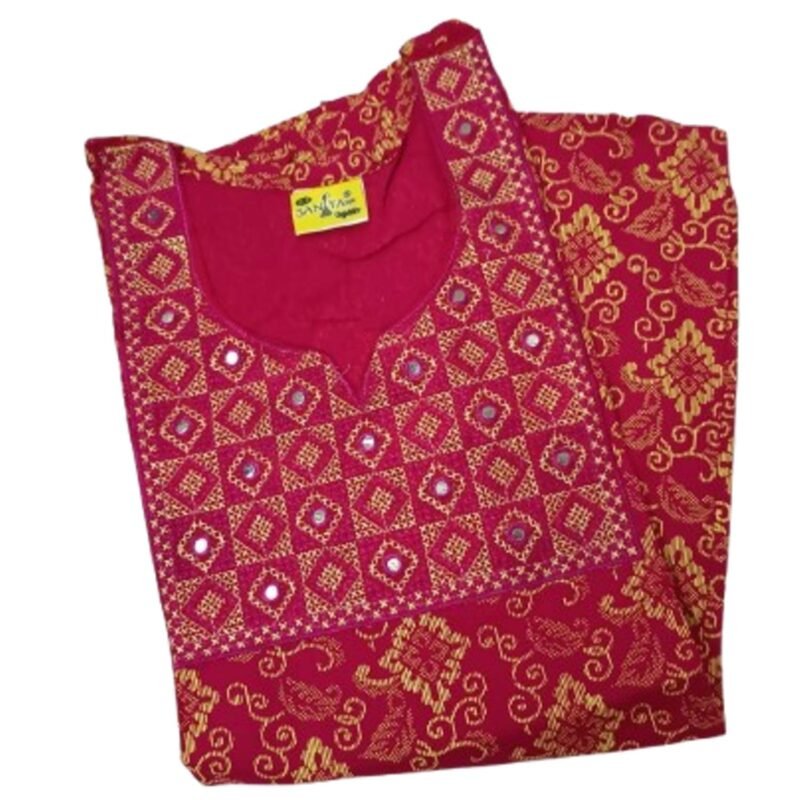 Embroidered Cotton Nighty For Women Unfolded